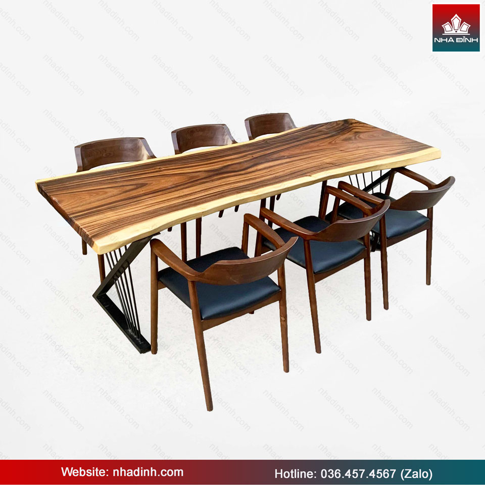 Bộ bàn ăn gỗ Me Tây nguyên tấm