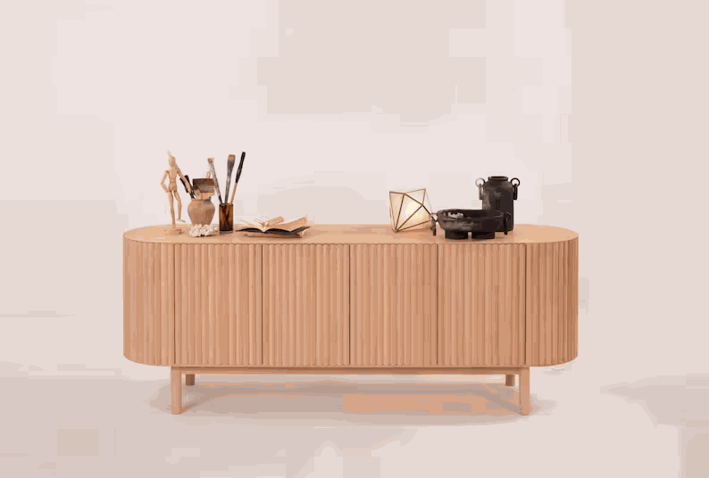 Kệ tivi được làm từ chất liệu gỗ Sồi