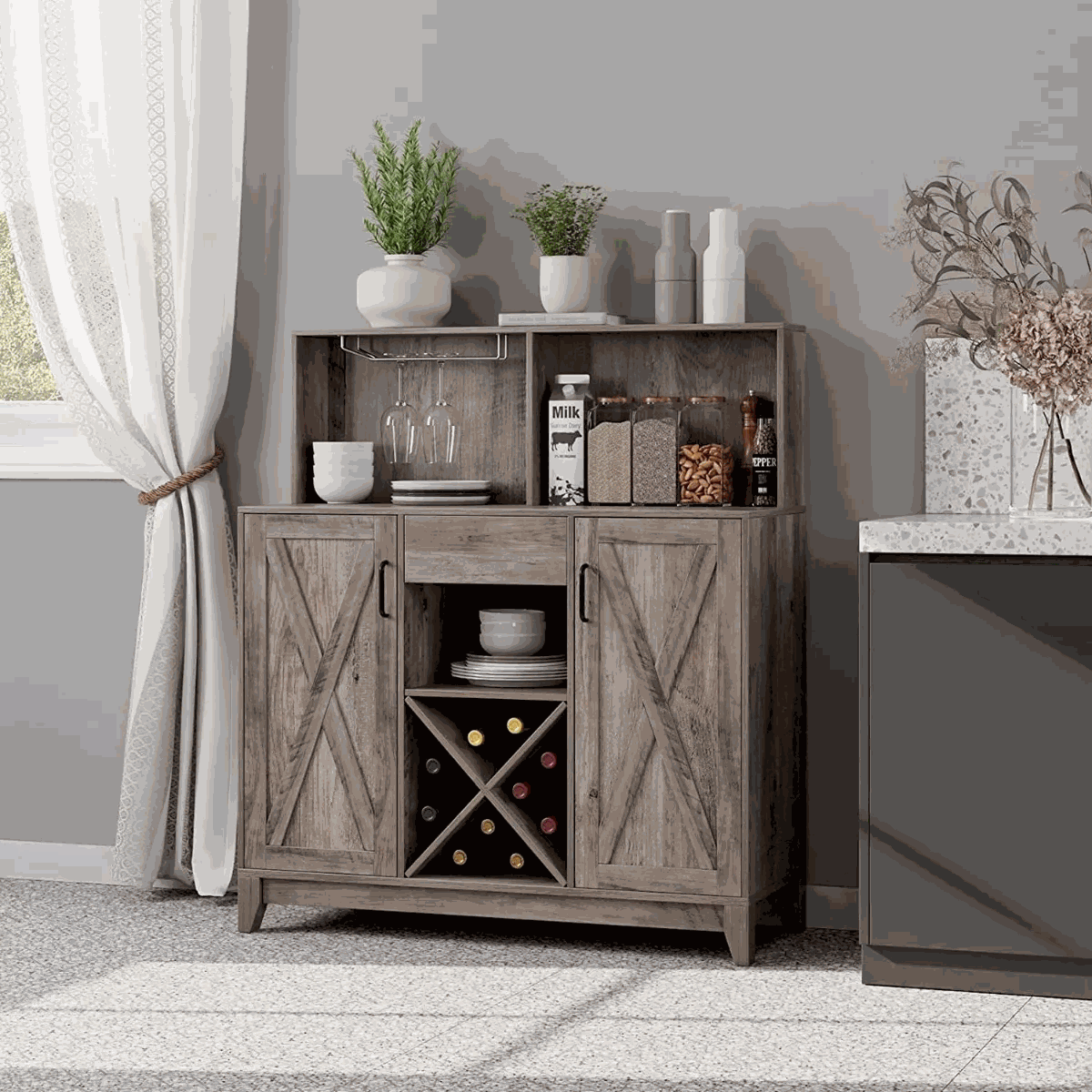 tủ rượu gỗ sồi 