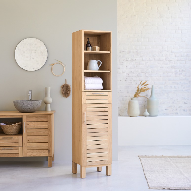 Tủ Phòng Tắm Gỗ Sồi Cao 180 Ngang 40 Rộng 35 (cm)