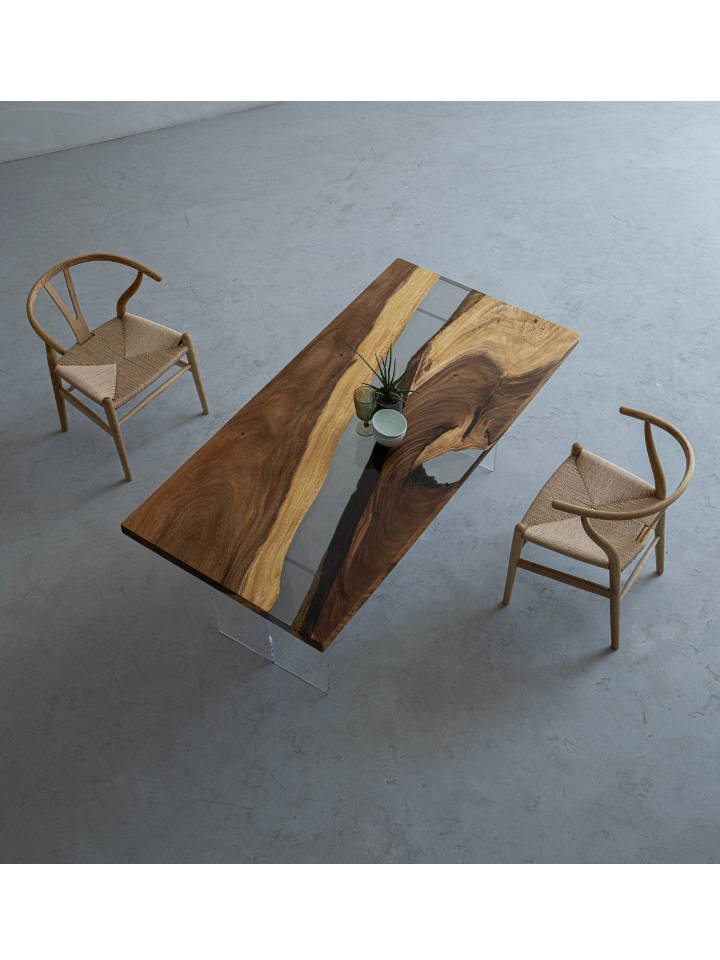 Bàn Gỗ Me Tây Đổ Epoxy Dài 200 Rộng 80 Cao 75 (cm)