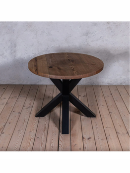 [ASHBA70] Bàn Ăn Tròn Gỗ Tần Bì Chân Sắt Hộp Đường Kính 80 Cao 75 (cm)