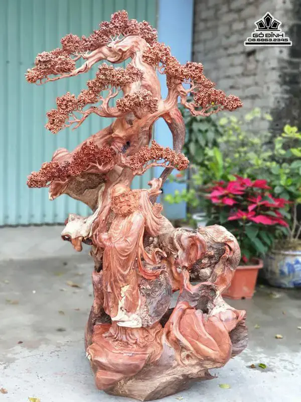 Tượng Đạt Ma Đứng Gốc Tùng gỗ Hương Tượng Đạt Ma Đứng Gốc Tùng gỗ Hương