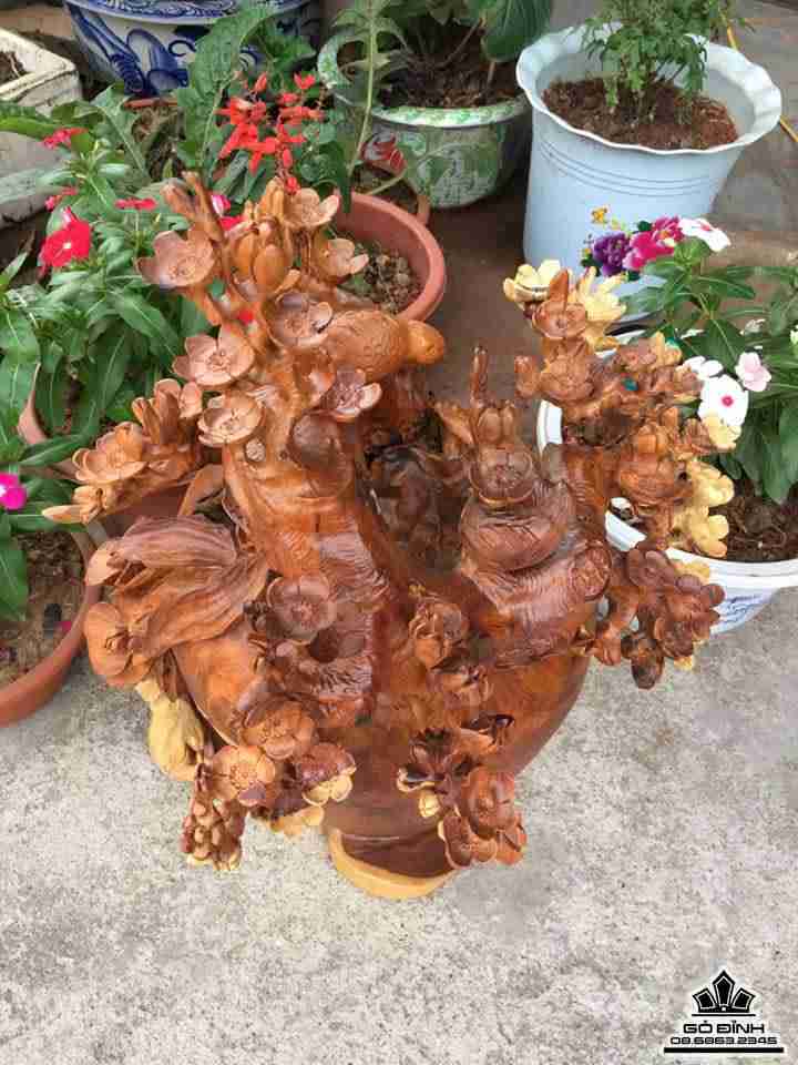Bình mai lan điểu gỗ hương 3