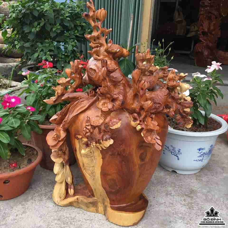 Bình mai lan điểu gỗ hương 4