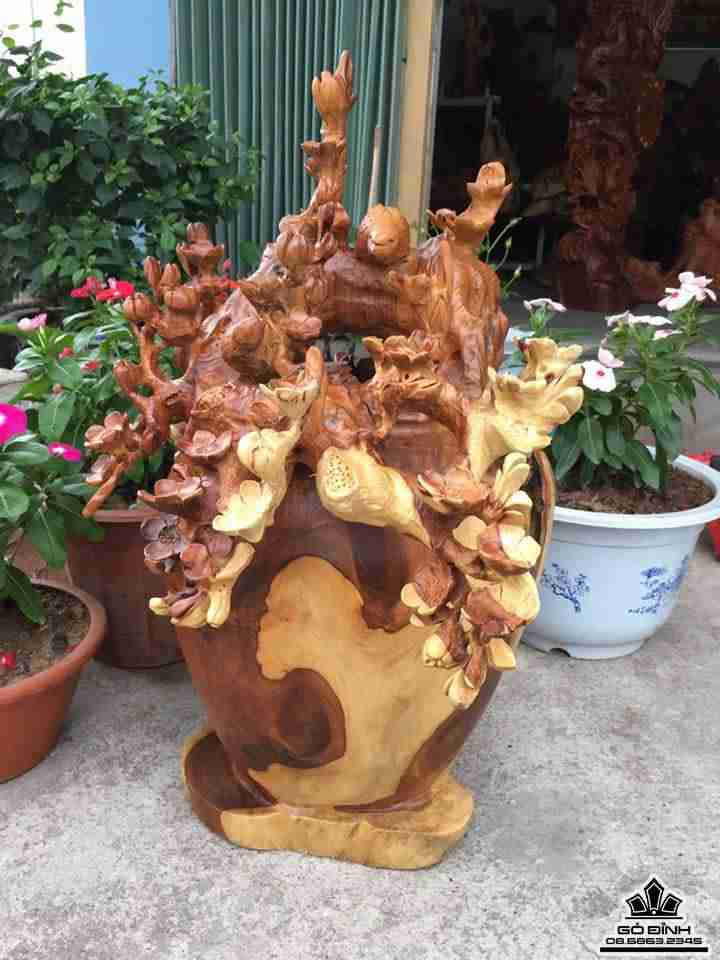 Bình mai lan điểu gỗ hương 5