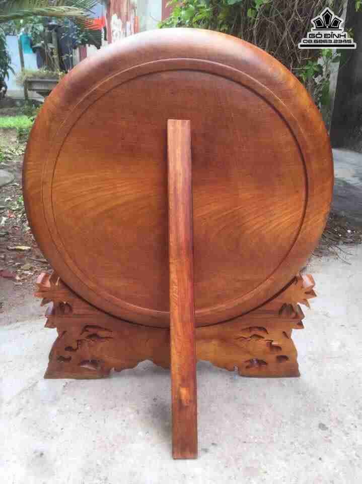 Đĩa tứ linh đục kênh bong gỗ hương 2