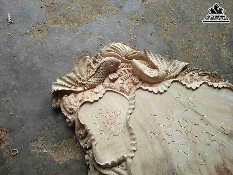 Khay trà cá chép gỗ xá xị thơm 3