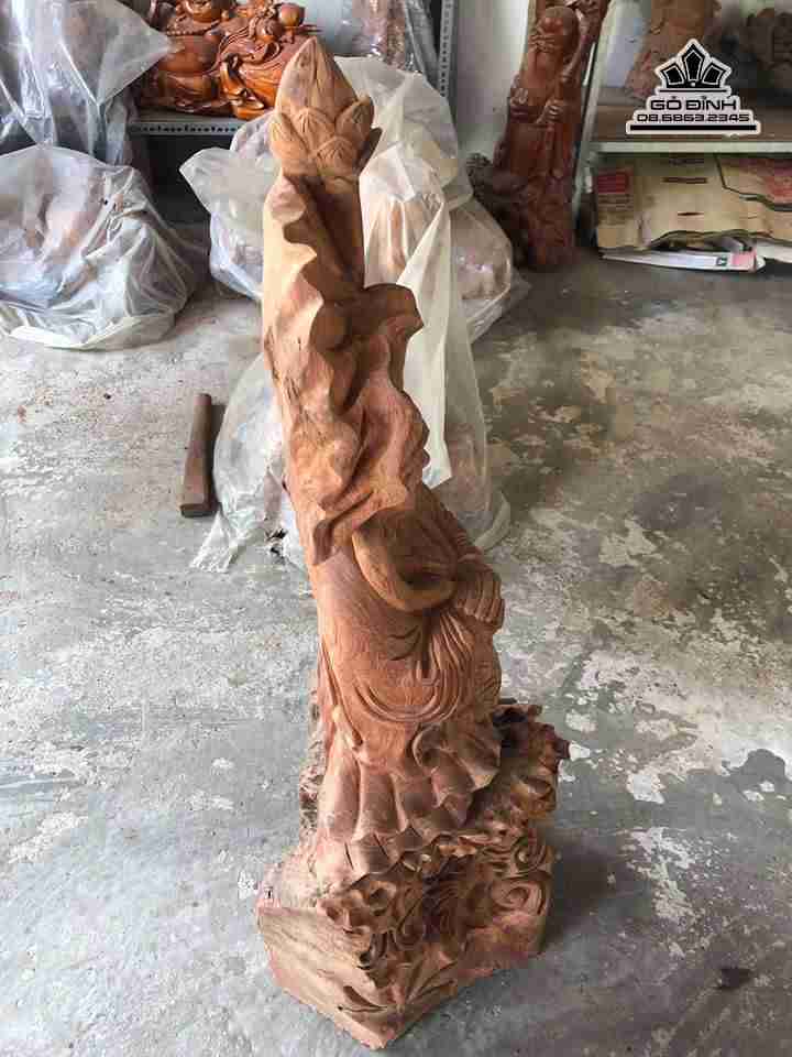 Phật di lặc cưỡi cá gỗ hương cao 102 rộng 38 dày 32 (cm)4