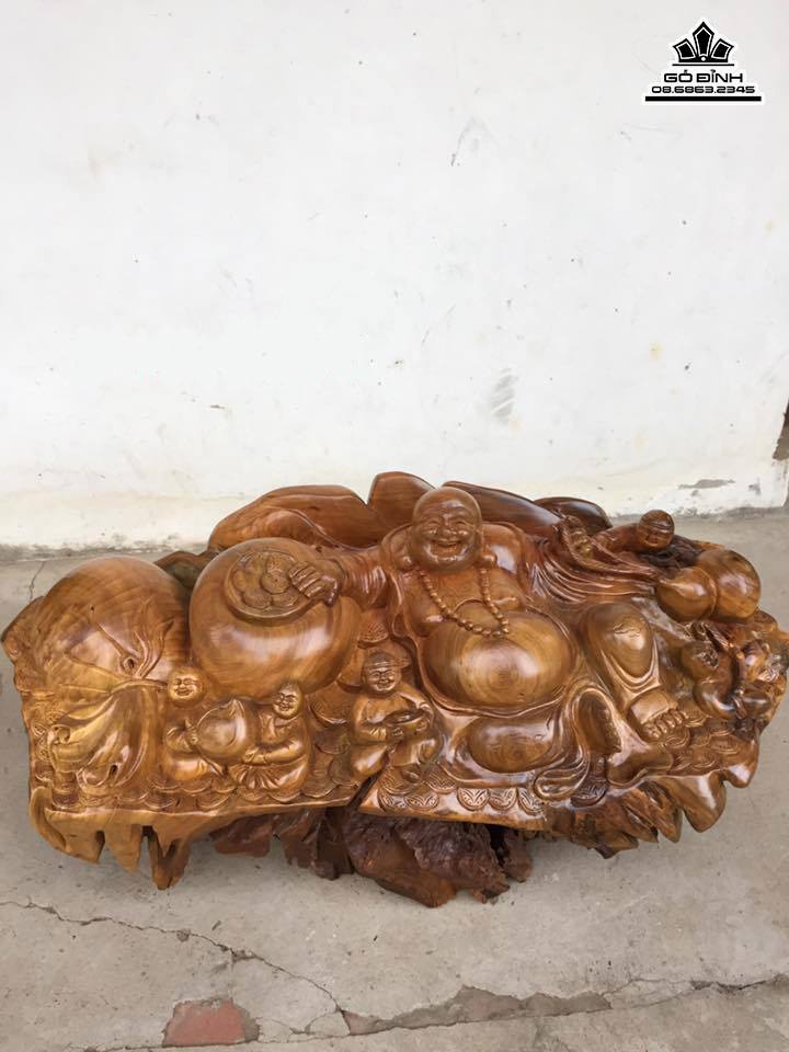 Phật di lặc ngồi ngũ phúc gỗ bách xanh  1