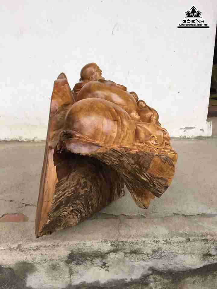 Phật di lặc ngồi ngũ phúc gỗ bách xanh  3
