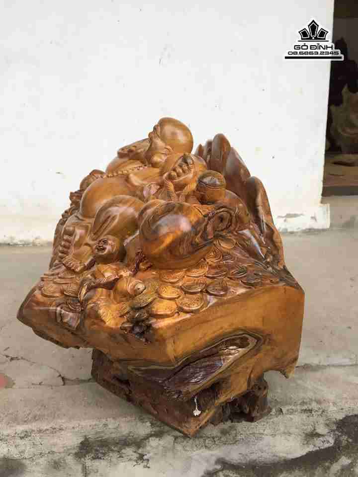 Phật di lặc ngồi ngũ phúc gỗ bách xanh  4