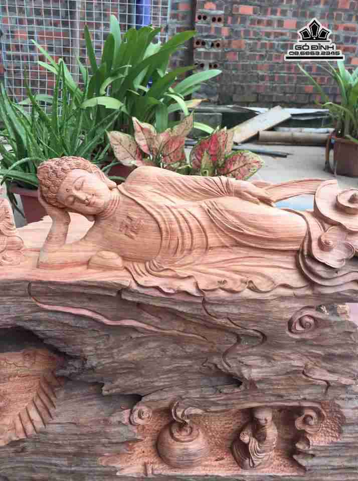 Phật nằm ngủ gỗ hương dài 62 cao 46  dày 27 (cm)