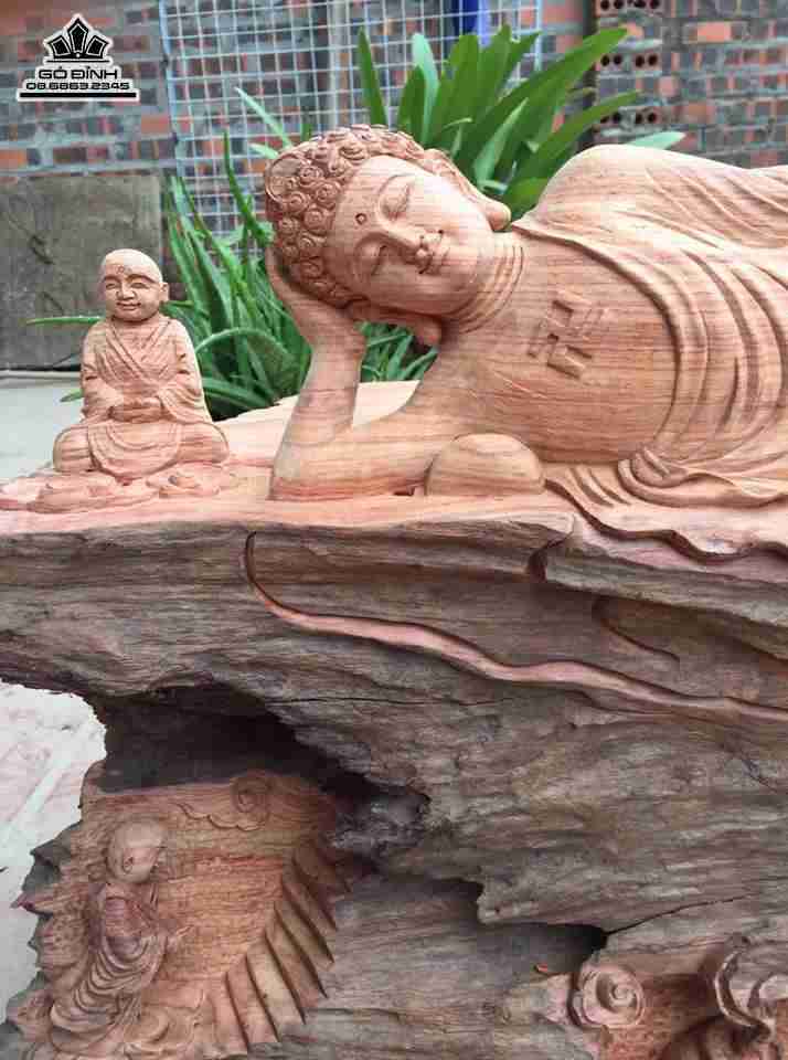 Phật nằm ngủ gỗ hương dài 62 cao 46  dày 27 (cm)1