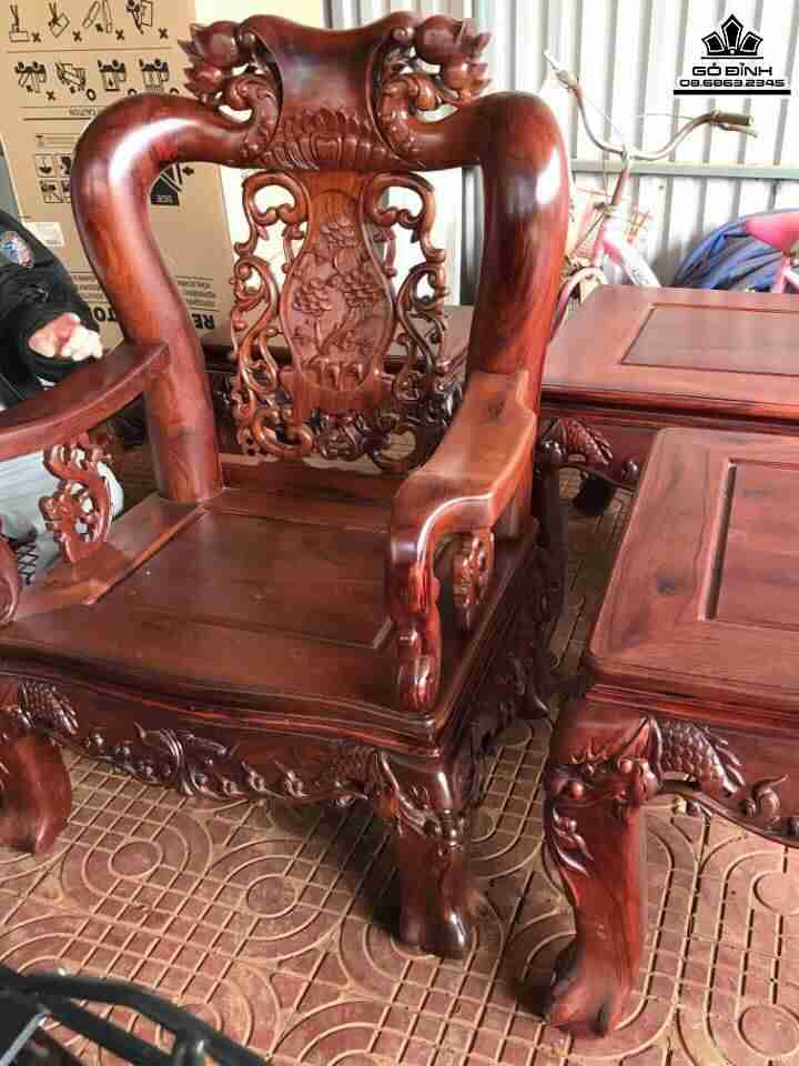 Bộ bàn ghế đào gỗ cẩm chỉ Việt  5