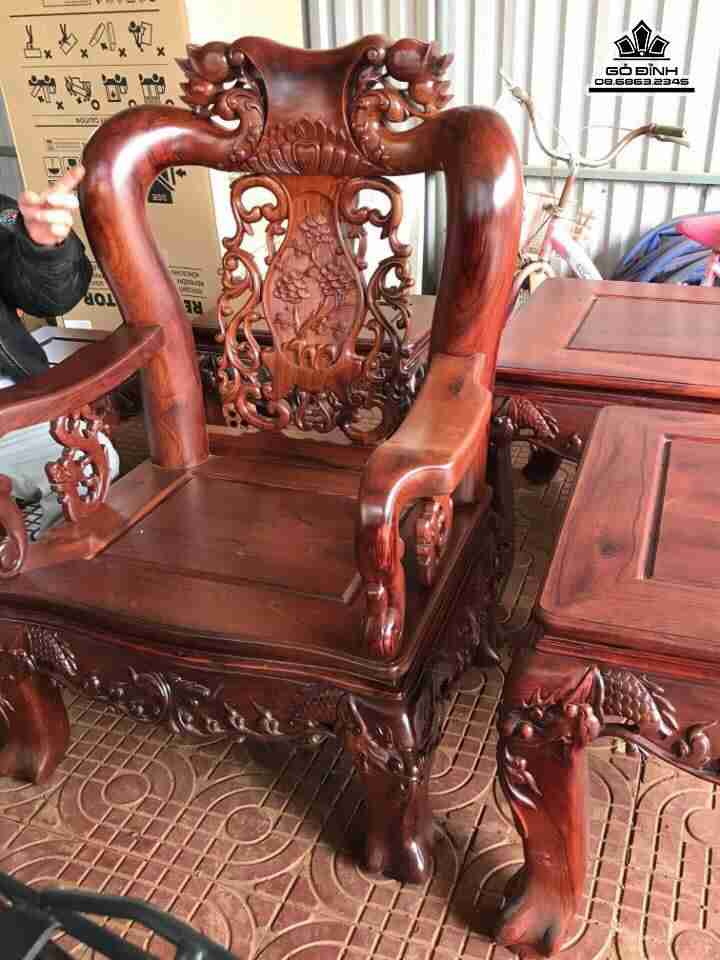 Bộ bàn ghế đào gỗ cẩm chỉ Việt  6