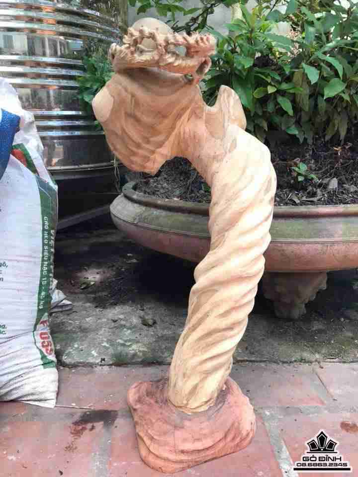 Ông thọ vác gậy như ý gỗ lũa bách xanh  3