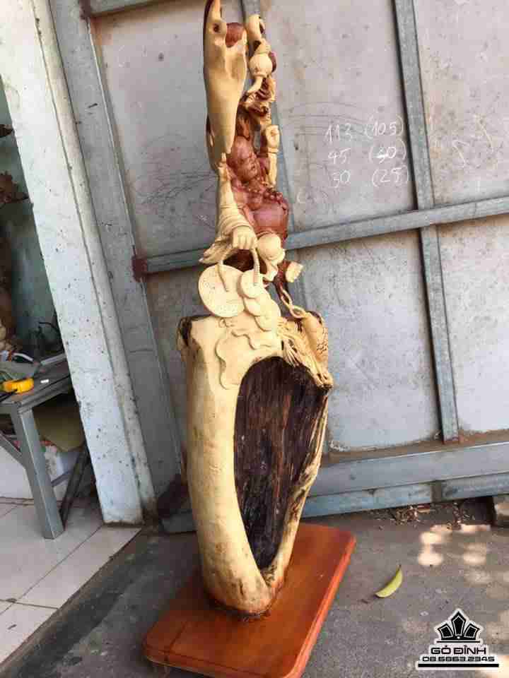 Phật di lặc nhị phúc lũa gỗ hương  3