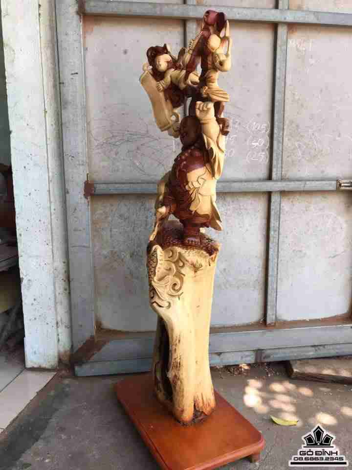 Phật di lặc nhị phúc lũa gỗ hương  4