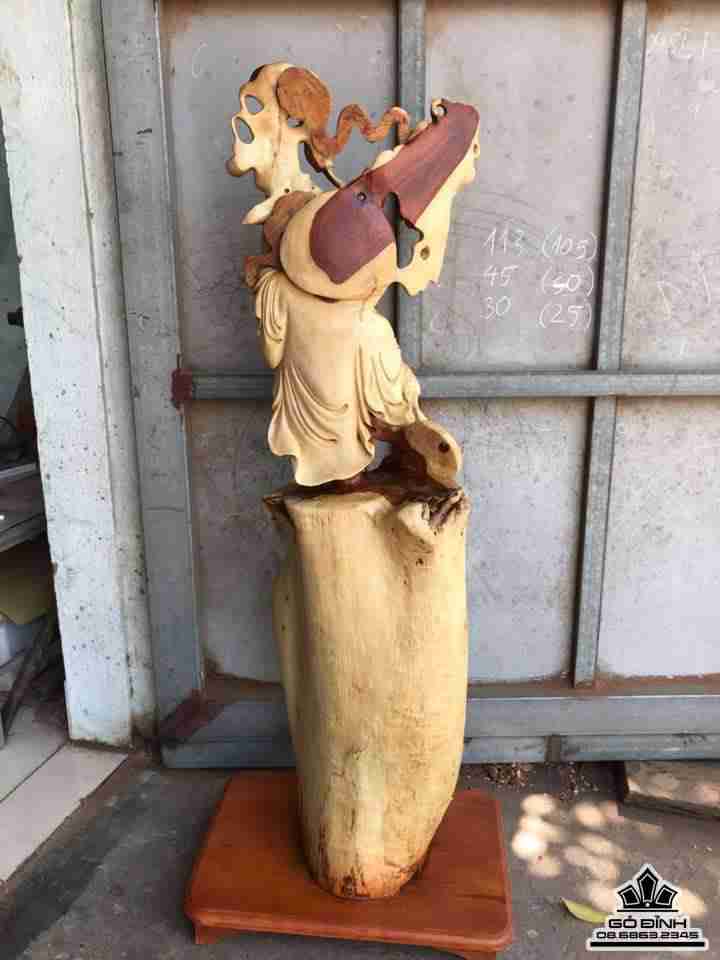 Phật di lặc nhị phúc lũa gỗ hương  5