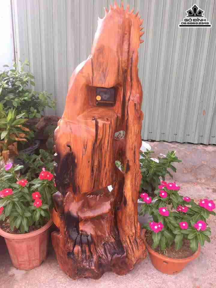 Đồng hồ rồng cá gỗ hương 3