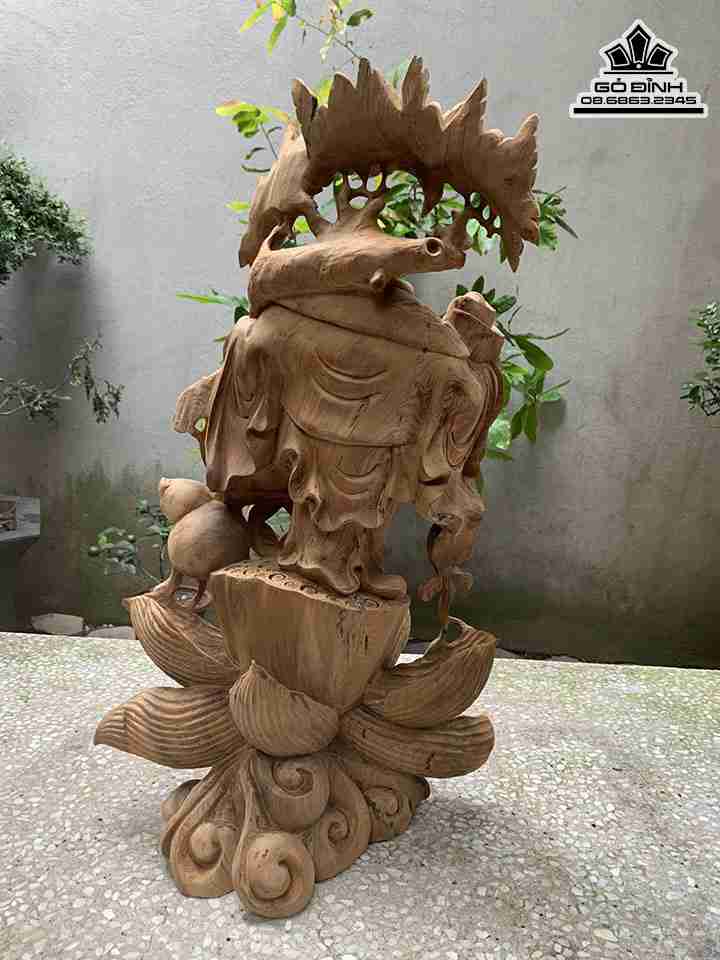 Tượng Phật Di Lặc Vác Cành Đào Gỗ Ngọc Am 4