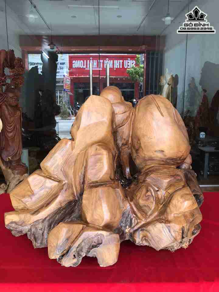 Tượng Phật Di Lặc Tam Phúc Gỗ Bách Xanh 