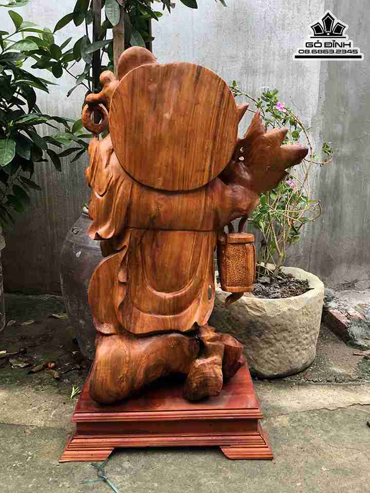 Tượng Phật Di Lặc Vác Cành Đào Gỗ Hương Việt 