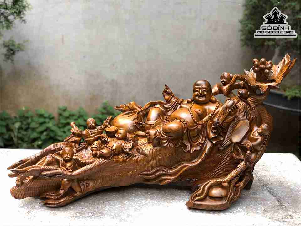 Tượng Phật Di Lặc Ngồi Nhân Sâm Gỗ Xá Xị (Gù Hương) 