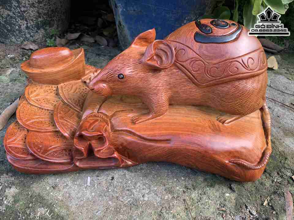 Tượng Chuột Gỗ Hương 