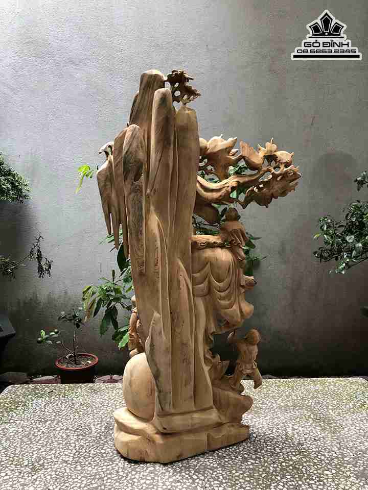 Tượng Phật Di Lặc Vác Cành Đào Gỗ Ngọc Am 