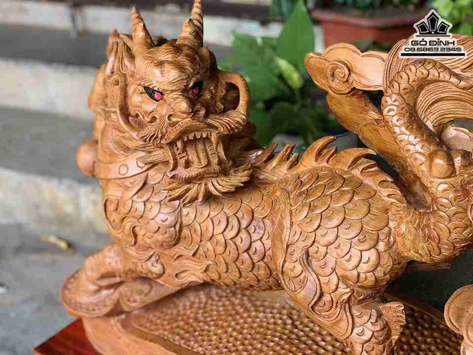 Tượng Kỳ Lân Mẫu Tử Gỗ Ngọc Am 6