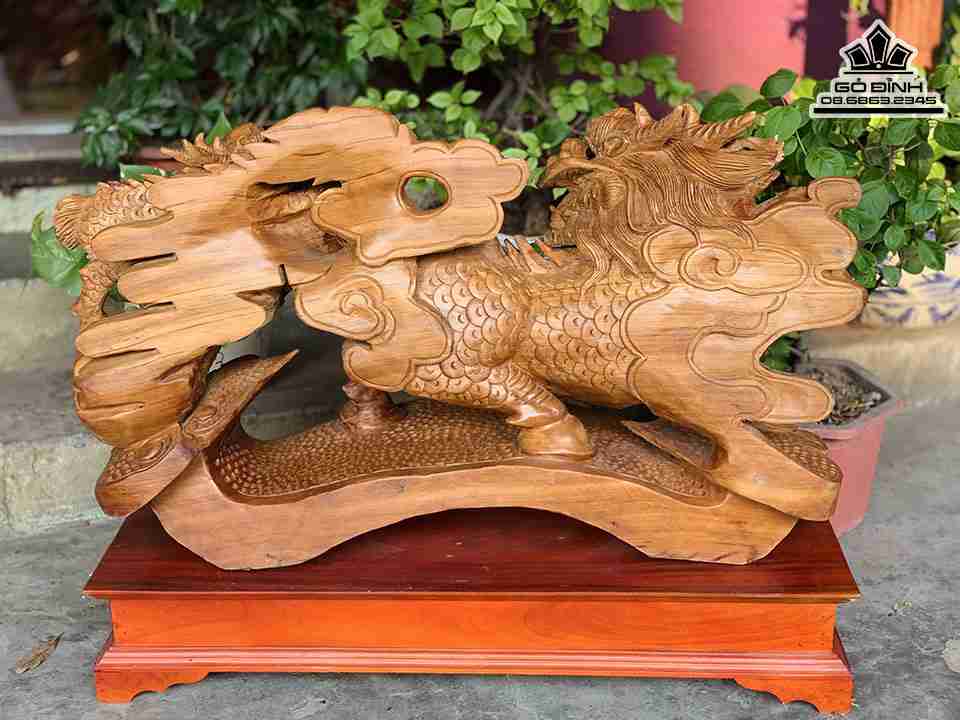 Tượng Kỳ Lân Mẫu Tử Gỗ Ngọc Am 7