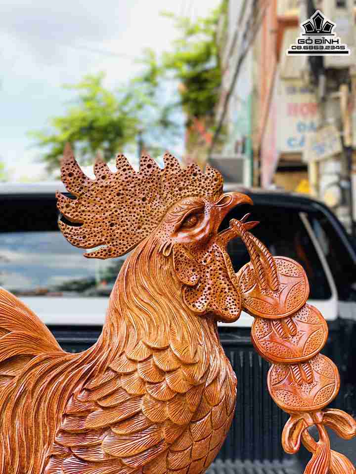 Tượng Gia Đình Gà Gỗ Hương Việt 5