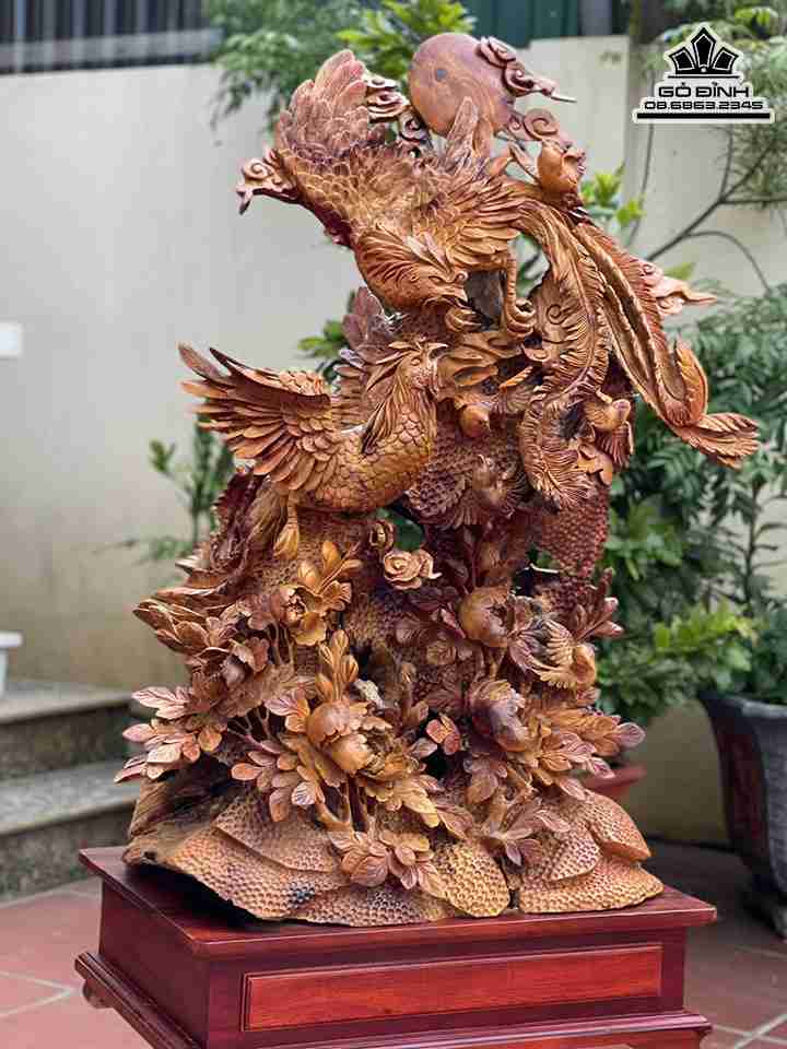 Tượng Song Phung Uyên Ương Gỗ Hương 1