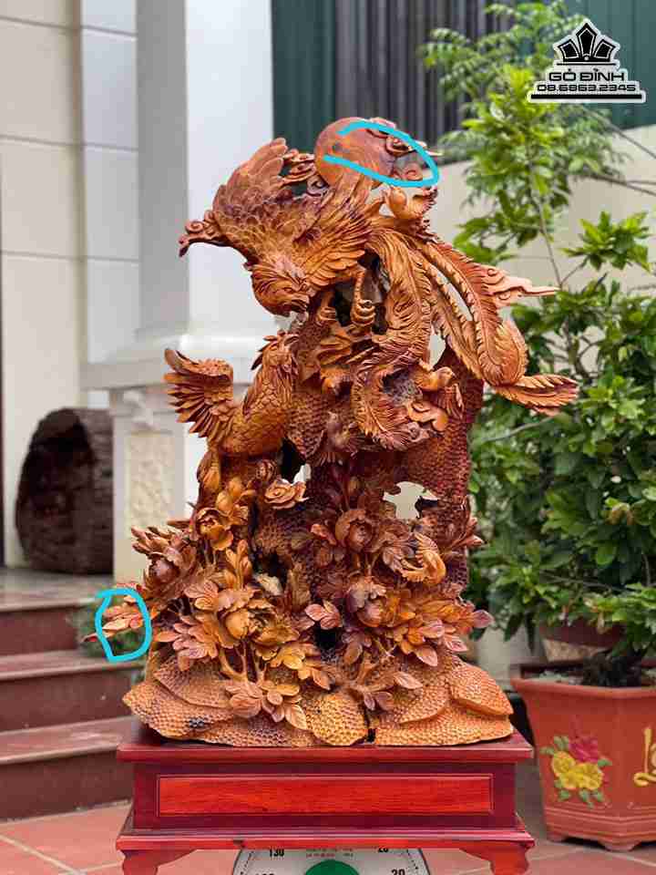 Tượng Song Phung Uyên Ương Gỗ Hương 2