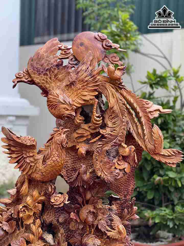 Tượng Song Phung Uyên Ương Gỗ Hương 4
