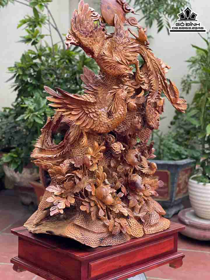 Tượng Song Phung Uyên Ương Gỗ Hương 5