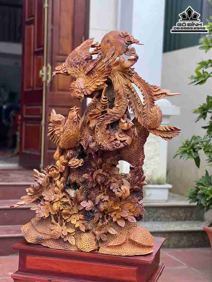 Tượng Song Phung Uyên Ương Gỗ Hương 7