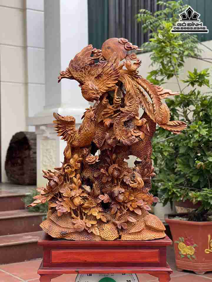 Tượng Song Phung Uyên Ương Gỗ Hương 8