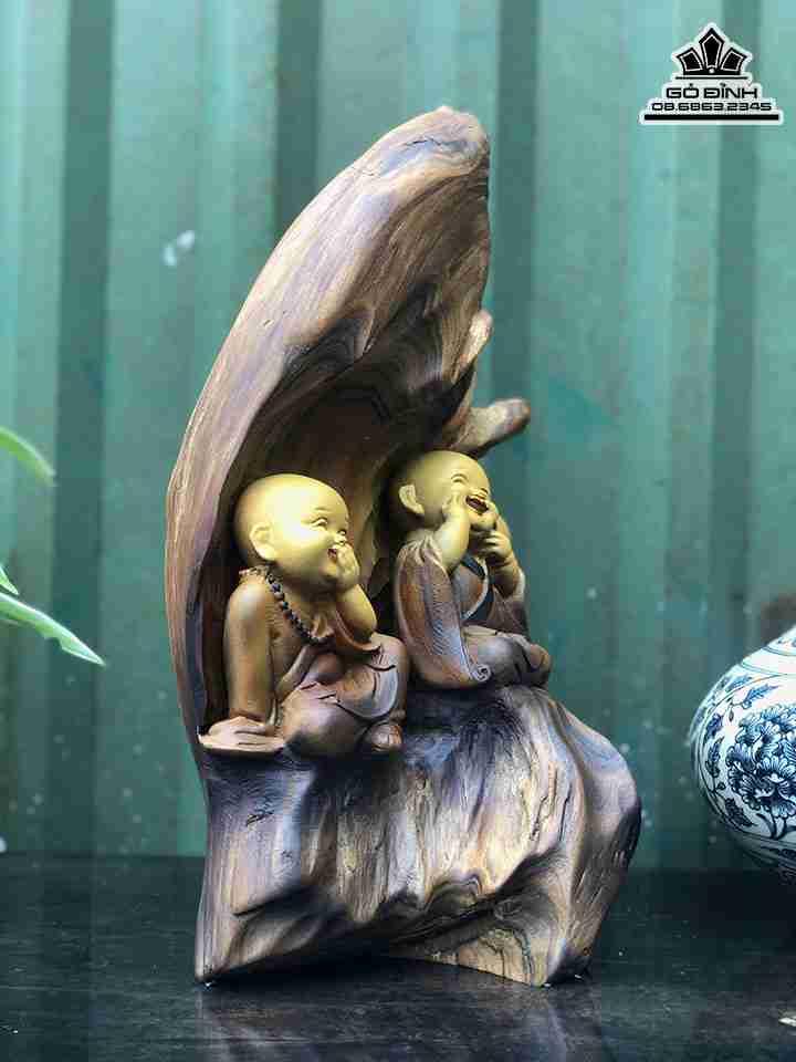 Tượng Tam Không Gỗ Bách Xanh 2