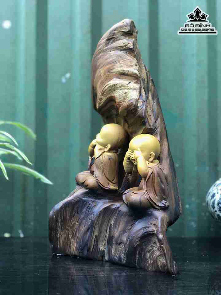 Tượng Tam Không Gỗ Bách Xanh 3