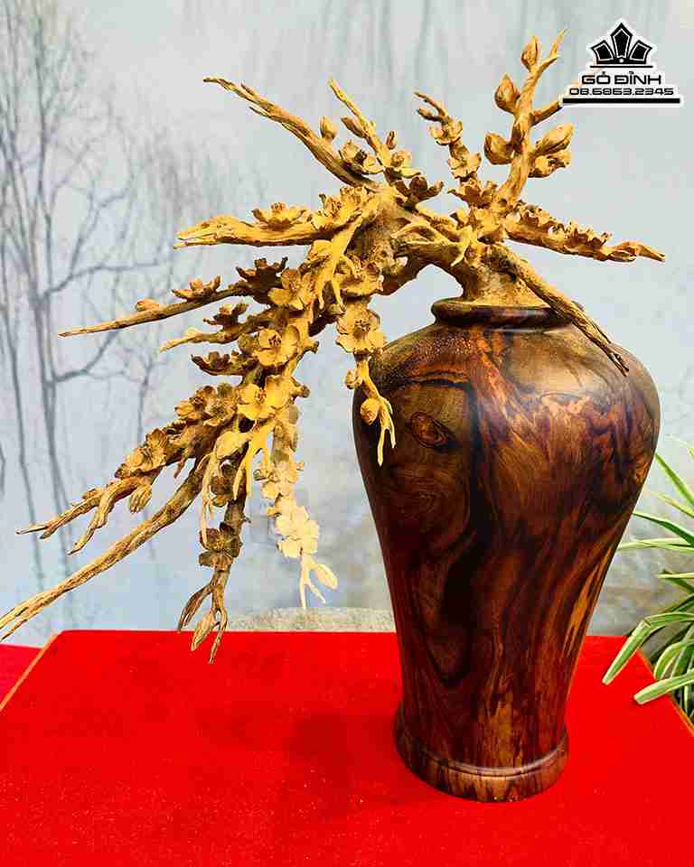 Bình Mai Phú Quý  Bình Gỗ Sưa Hoa Gỗ Hoàng Đàn 2