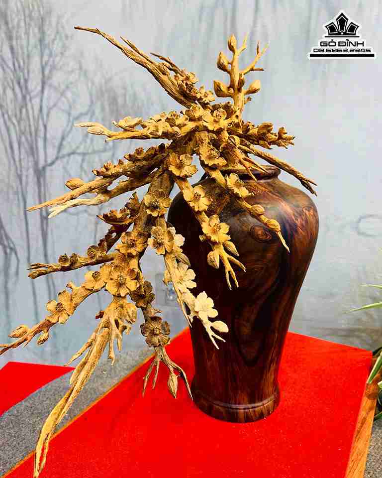 Bình Mai Phú Quý  Bình Gỗ Sưa Hoa Gỗ Hoàng Đàn 3