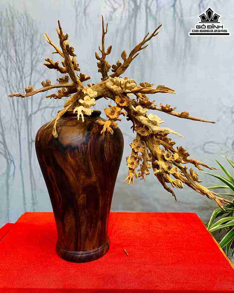 Bình Mai Phú Quý  Bình Gỗ Sưa Hoa Gỗ Hoàng Đàn 5