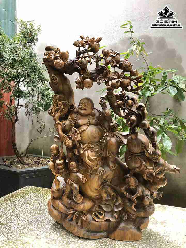Tượng Phật Di Lặc Ngồi Gốc Đào Gỗ Bách Xanh 2