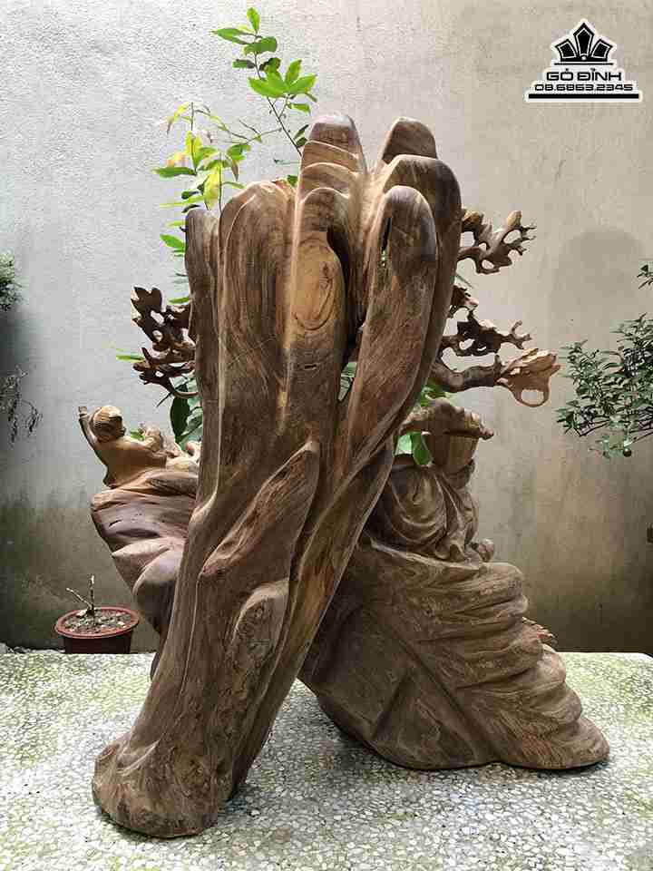 Tượng Phật Di Lặc Ngồi Gốc Tùng Gỗ Ngọc Am 4
