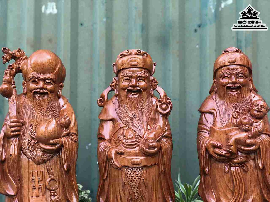 Tượng Tam Đa Phúc Lộc Thọ Gỗ Hương 2