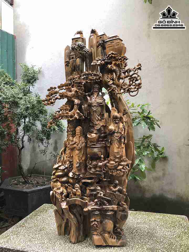 Tượng Phúc Lộc Thọ (Tam Đa) Gỗ Bách Xanh 1