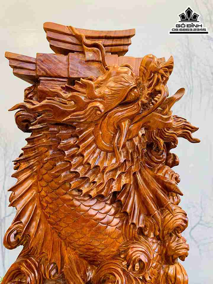 Tượng Cá Chép Hóa Rồng Gỗ Ngọc Am 2